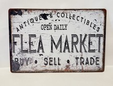 FLEA MARKET 8x12  METAL SIGN NIP FOR STORE BOOTH CRAFT SHOW SWAP MEET MANCAVE