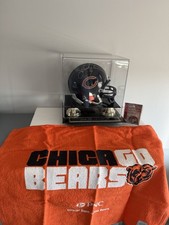 Jim McMahon Signed Chi Bears Mini Helmet w/Case, Name Plaque, Medallion, & Towel
