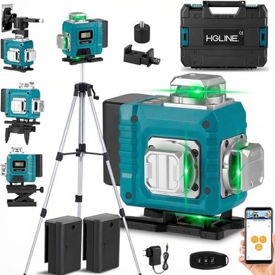 16 Line Laser Level 4D 360° Wasserwaage Kreuzlinienlaser mit Koffer & Stativ Kit