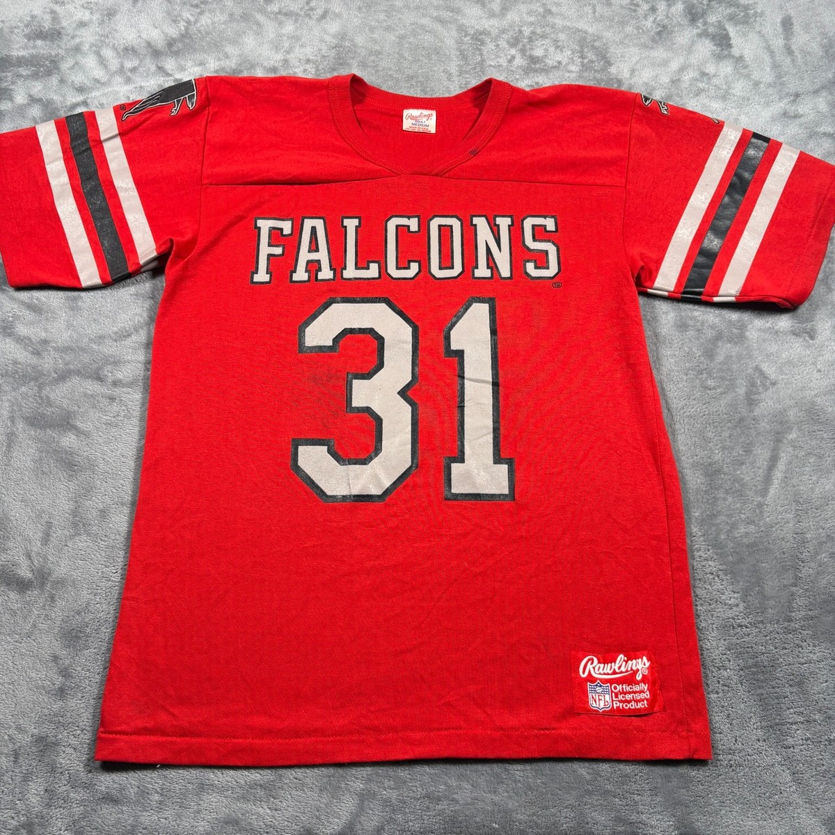 Vintage 80s Atlanta Falcons T-Shirt Mens Medium Red Rawlings