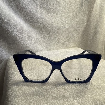 ILLA EYEGLASSES FRAMES / MADDALENA Navy Blue Milky 56-15-145 Demo Lens