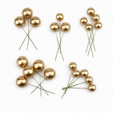 Golden Balls Cake Toppers 60Pcs Gold Silver Balls for Birthday Wedding Cupcake