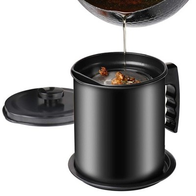 Bacon Grease Container with Fine Mesh Strainer, 1.3 L almost 6 Full Cups Iron...