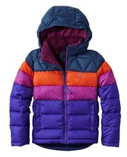 LL Bean 505153 Down Jacket Parka Coat Kids 14-16 Purple Hood Winter Warm DownTek