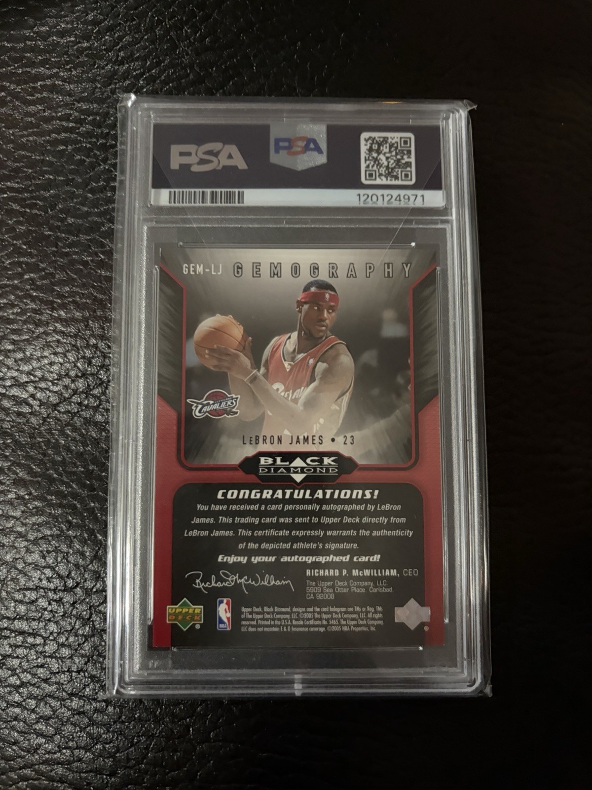 LEBRON JAMES 2004-05 BLACK DIAMOND GEMOGRAPHY AUTO #GEM-LJ CAVALIERS ON CARD view 4