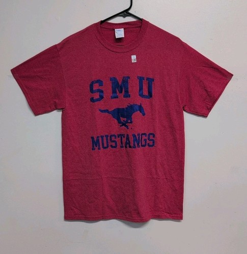 Port & Company SMU Mustangs Distressed Retro Logo T Shirt XL Red Heather