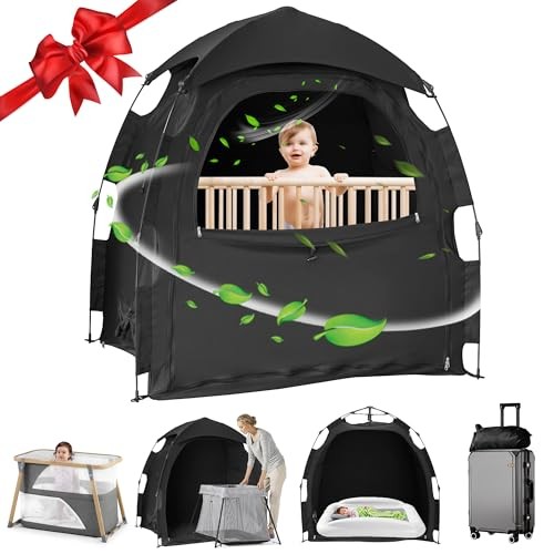 Sleep Tent for Pack N Play, Baby Sleep Tent One-Click Assembly Effective Black