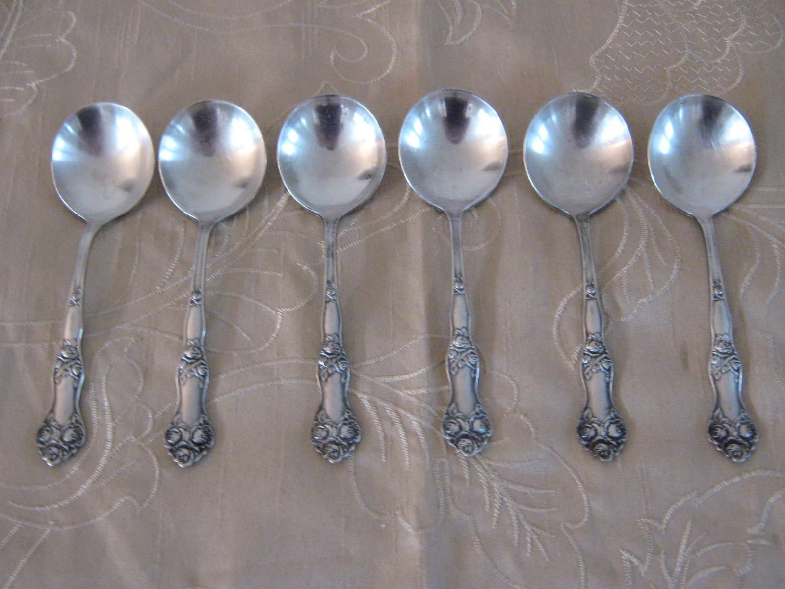Holmes & Edwards Bride 1909 Six Round Bowl Soup Bullion Spoons Yourex