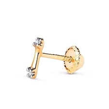 Piercing Per Orecchio Oro 18K 750 Mls. Barra Con Zirconie Bicolore 6X2 MM.