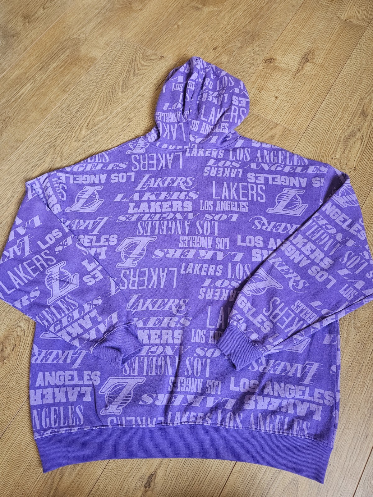 NBA Los Angeles Lakers Hoodie Mens XL Purple All Over Print Pullover Sweatshirt image 4
