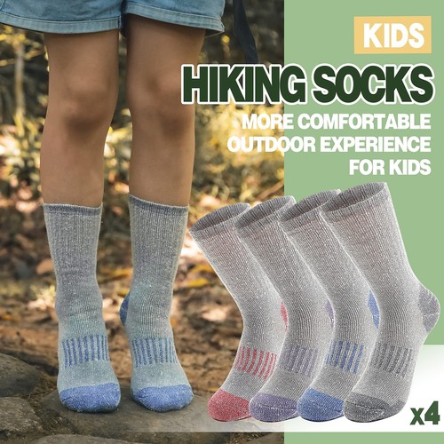 Kids Merino Wool Hiking Socks Girls Boys Toddler Winter Thermal Warm Cozy Boo... - Picture 2 of 7