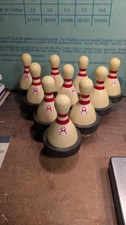 Vintage All American Rubber Band Duckpin Bowling Pins Set of 10 Pittsburgh PA