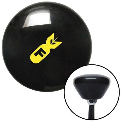 Yellow F Bomb Black Retro Shift Knob w/ M16x1.5 Insert Shifter Auto Manual Brody