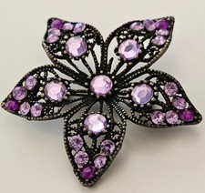 Black/Flower Brooch & Pendant/Light Purple to...