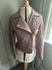 Ted Baker London Women’s Pink Leather Biked Jacket Size 2 Uk 10
