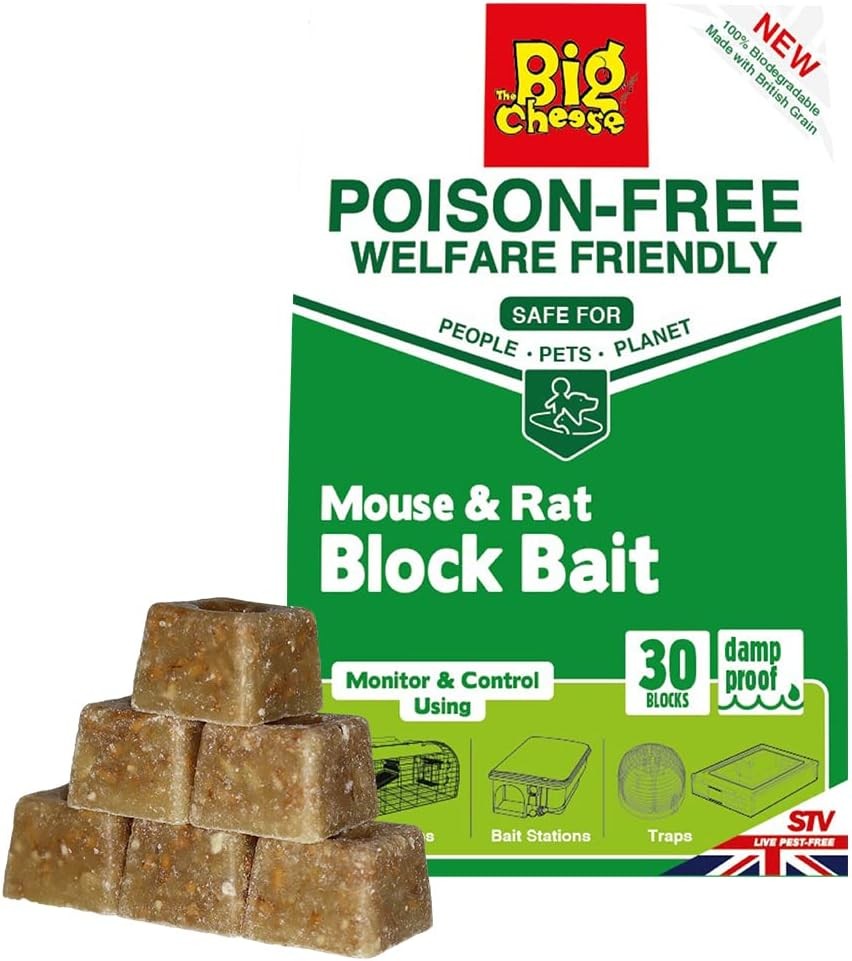 The Big Cheese Poison-Free Mouse & Rat Block Bait - 10g x 30 Poison-Free Welfar