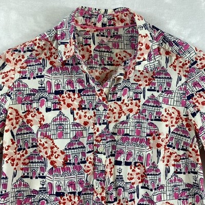 Boden Sienna Button Up Shirt Sz 4 All Over Print Botanical Greenhouse Unique