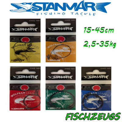 Stanmar Wolfram Leader Tungsten Vorfach Raubfisch 15-45cm 2,5-25kg Wirbel+Snap