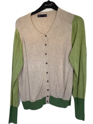 Beautiful Beige/Green Cardigan Size 18 by M & S | eBay