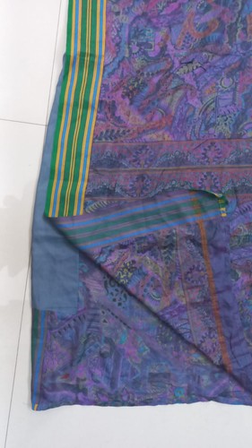 Vintage Indian Sari Pure Silk Floral Printed Purple Saree Fabric 5 Yard A11731 - Picture 8 of 12