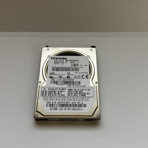 Disque dur pour ordinateur portable Toshiba ATA / IDE 40 Go 2,5 pouces MK4026GAX - Photo 1 sur 7