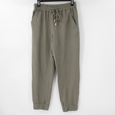 NWT zara trousers women's small jogger pants green high waist viscose drawstring