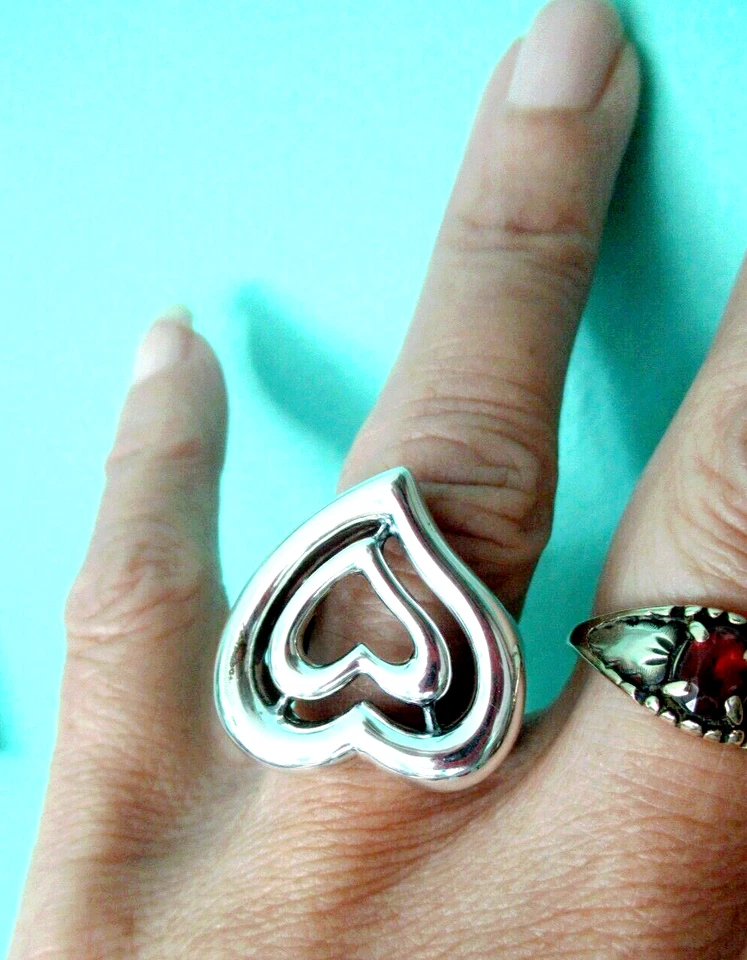 Anillo de plata esterlina doble corazón abierto Kieselstein Cord KC Studio talla 7 caja de regalo Foto 3 de 4