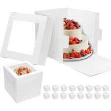 16pcs Tall Cake Boxes 12 Inch Large Cardboard Bakery Take Out Carrier Containers
