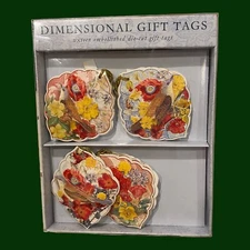 Punch Studio Dimensional 3D Die Cut Glitter Gift Tags Birds & Flowers 93704 NIB