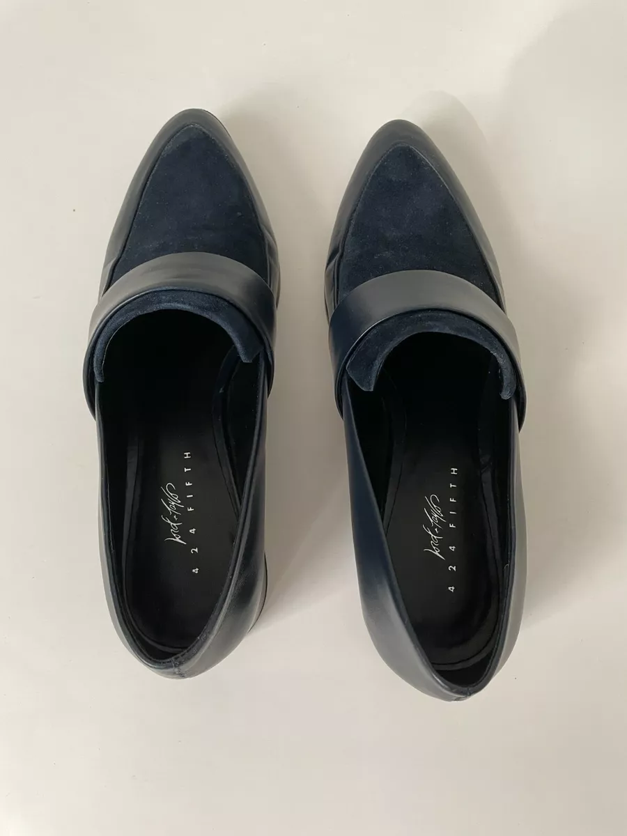 Lord Taylor 424 Fifth Valentina Loafers Navy Blue Women Size 7