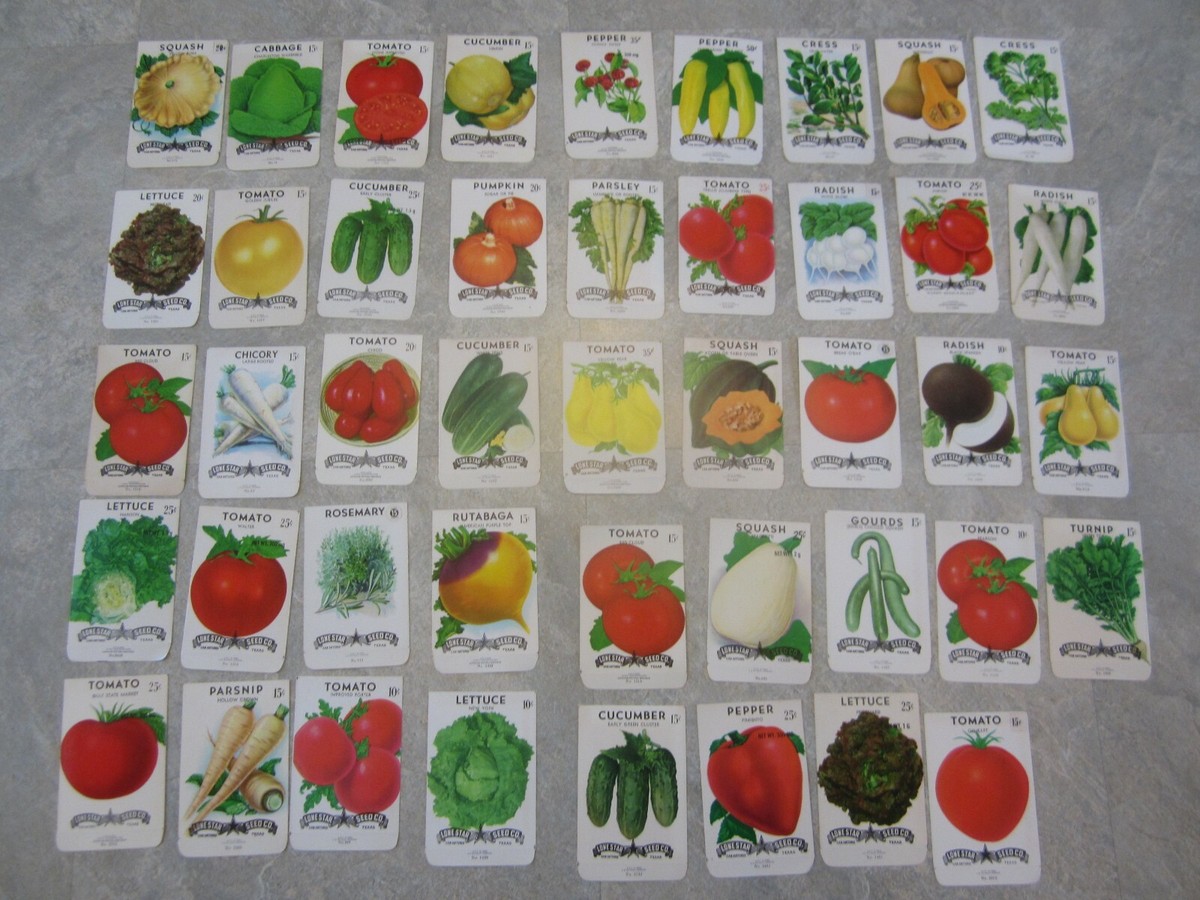 海外　シードパケット3枚　ヴィンテージ　2 Vintage Seed Packets 1940-1980 – thelabelman