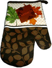 Fall  Ovenmitt ~ COLORFUL FALL LEAVES W/GLITTER ~ 100% Cotton ~ 10" x 7"