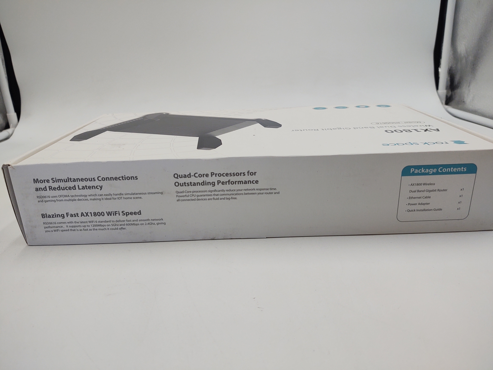Rock Space AX1800 Dual-Band Gigabit Smart WiFi 6 Router Model RSD0616 - Black