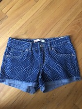 LEVIS Girls Denim Floral Shorty Shorts Adjustable Waist Kids SZ: 14 REG New