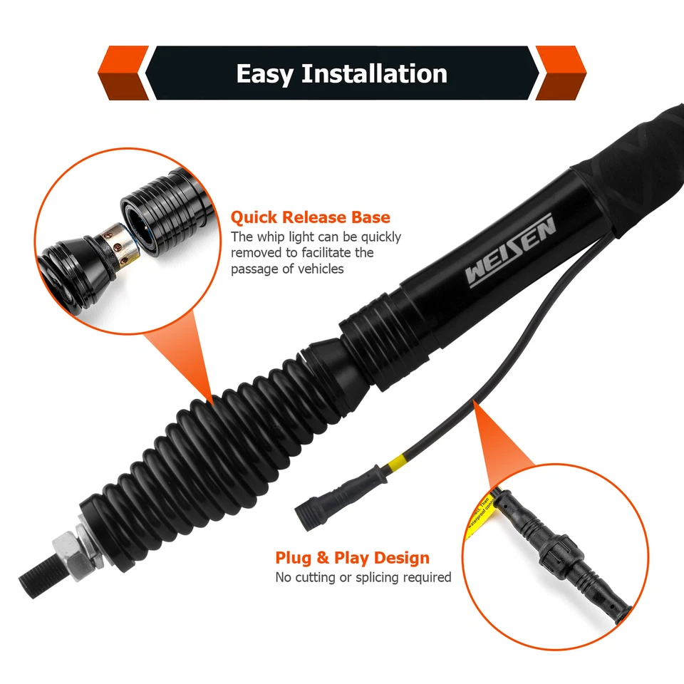Par de luces LED de látigo en espiral iluminadas de persecución RGB de 4 pies para Jeep Gladiator Wrangler Foto 4 de 4