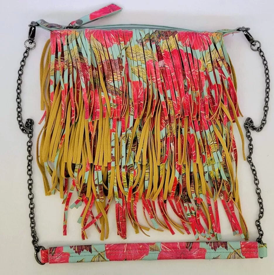 MADDEN GIRL Shoulder Crossbody Hand Bag Purse Multi Color Fringed EUC