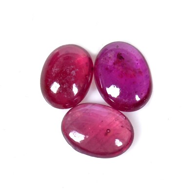 3 PC Natürlich Mosambik Rubin Rosa Rot 8-9mm Oval Cabochonschliff Lose