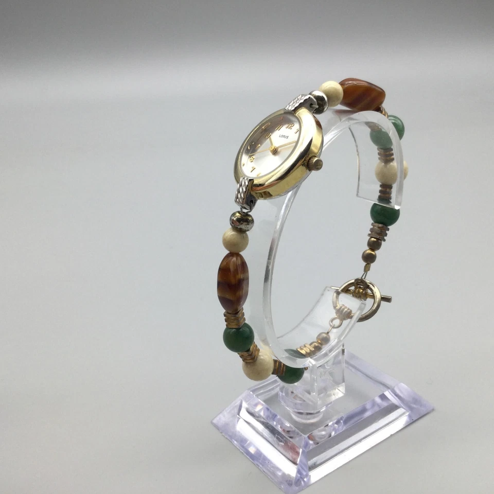 Женские часы Lorus 24 мм серебристый золотистый ремешок с бисером новый аккумулятор 6,75 дюйма - Изображение 4 из 4