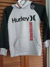Hurley Boys H20-Dri French Terry Solar Hoodie Color Gray/Black Size 8 NWT