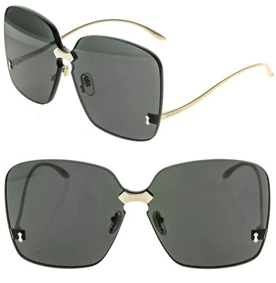 GUCCI 0352 Metal Gold Black Retro Rimless Chunky Sunglass GG0352S Authentic 001