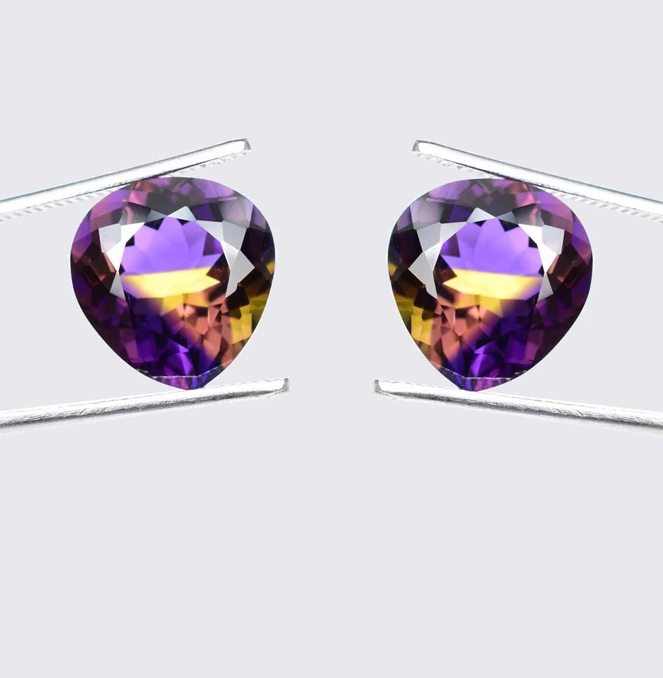 1 Pair 6 x 6 MM Natural Bi-Color Bolivia Ametrine Untreated Gemstone Certified - Image 2 of 4