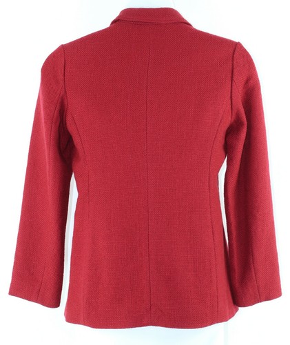J Jill NEW $119 Sz M Deep Claret Red Wool Acrylic Poly Lined Textured Jacket - Picture 3 of 7