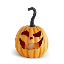 K & K Interiors - Orange LED Flicker Flame 9"H Jack-O-Lantern - 41490A-OR-2
