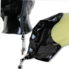 Latex Hood Black with Transparent Rubber Mask Back Zip Halloween Cosplay Costume