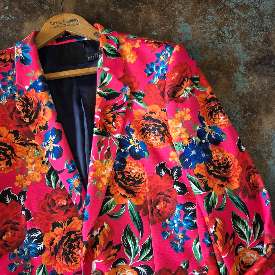 Abrigo Blazer Traje Deportivo Floral Rosa Habana Talla 40L Chaqueta Larga para Fumar ASOS Foto 4 de 4