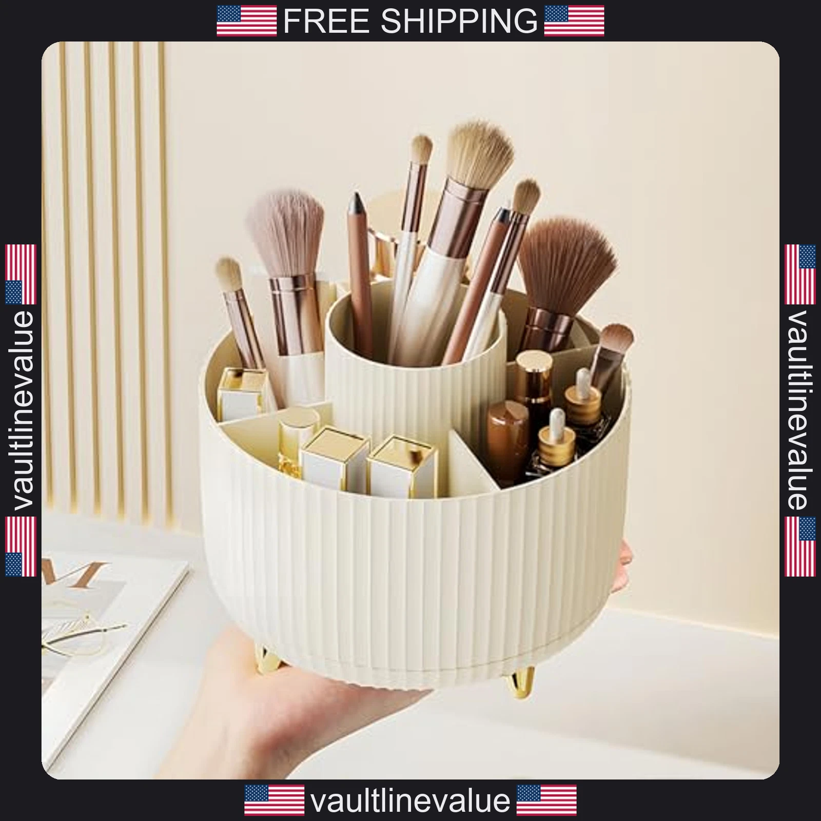 Diesisa Makeup Brush Holder Organizer,360° Rotating Makeup Brush Organizer,5