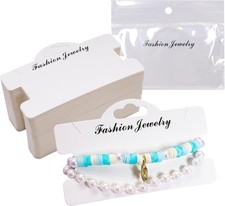 100 Pcs Bracelet Display Cards with Clear Bags Packaging for White
