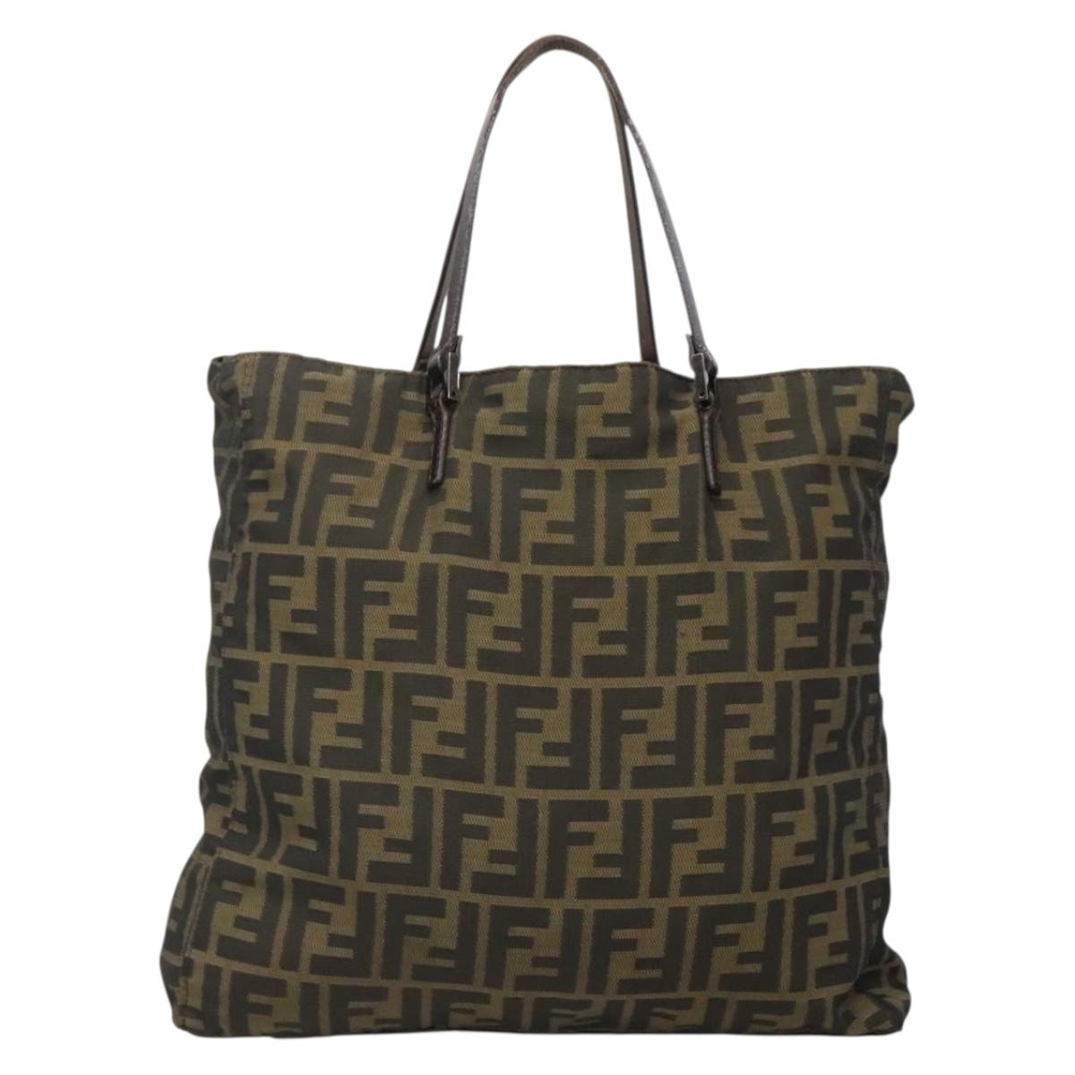 FENDI Zucca Canvas Tote Bag Black Brown Auth ep10285 | eBay