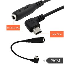 3.5mm Female to 5 Pin Mini USB Male 90 Angle Microphone Adapter Cable 0.15m