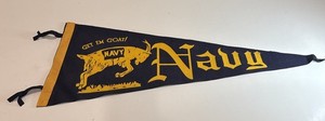 Vintage Felt Pennant Navy US Naval Academy / 29” Blue Yellow / Get Em Goat / USA